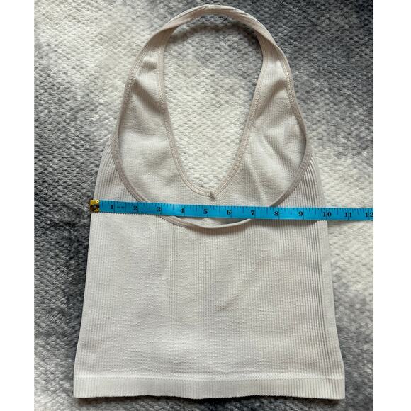 BDG Urban Outfitters Beige Halter Ribbed Seamless Crop Tank Size Medium - Picture 3 of 4